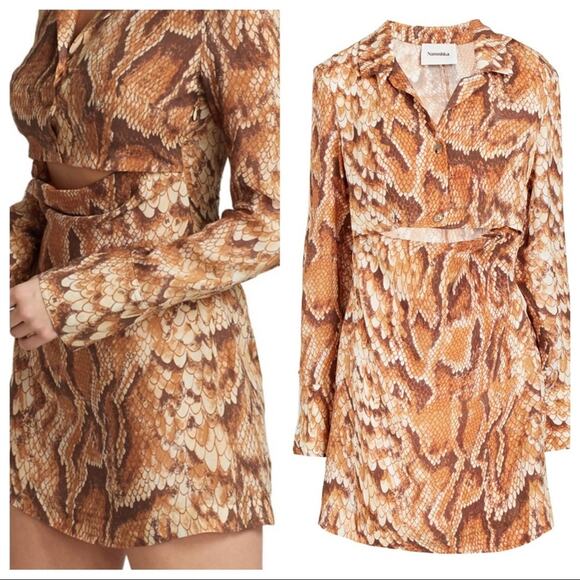 NANUSHKA Tess Cutout Snake-print Satin Mini Dress Size XS Vintage Snake NEW NWT - Picture 4 of 16